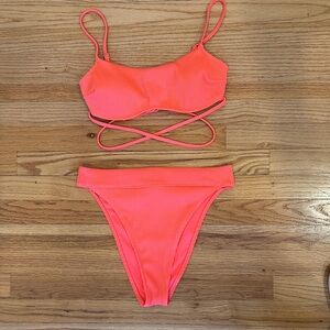 Hollister Neon Pink High Waisted Bikini Set